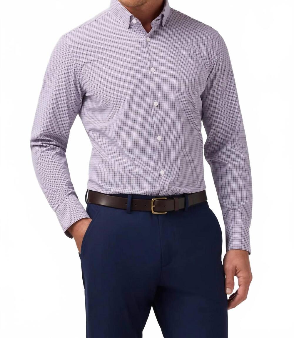 NEW MIZZEN + MAIN trim leeward dress shirt in purple dusk sam plaid